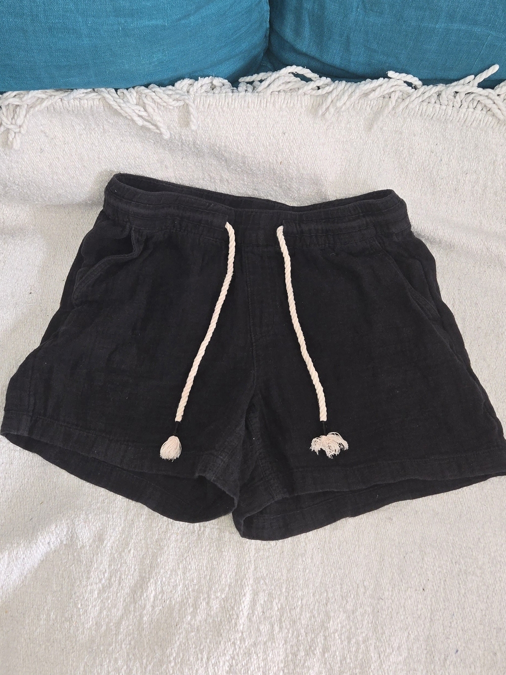 Old Navy Black Linen-Blend Drawstring Athletic Shorts